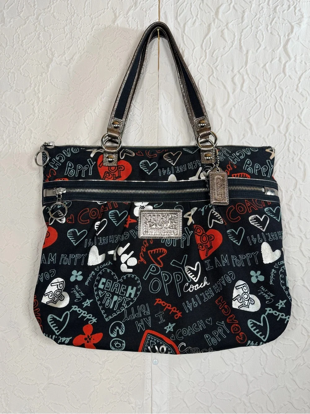 Coach | Bags | Coach Y2k Poppy Graffiti Heart Glam Tote | Poshmark